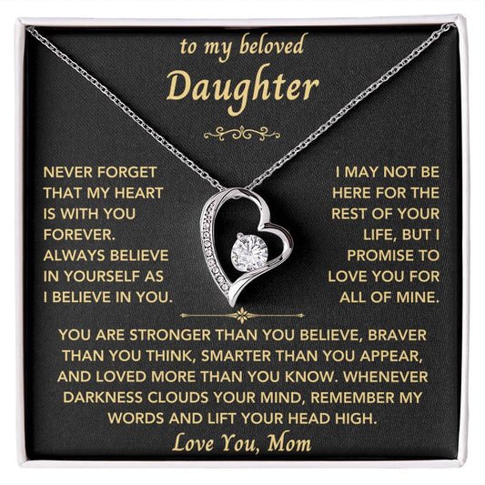 To My Beloved Daughter From Mom- Forever Love Heart Necklace-New Design