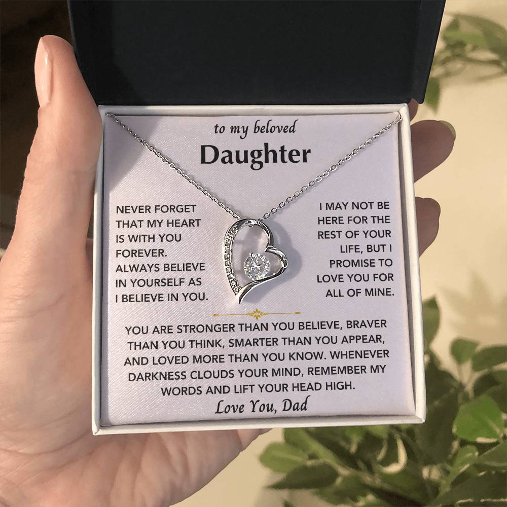 To My Beloved Daughter From Dad- Forever Love Heart Necklace