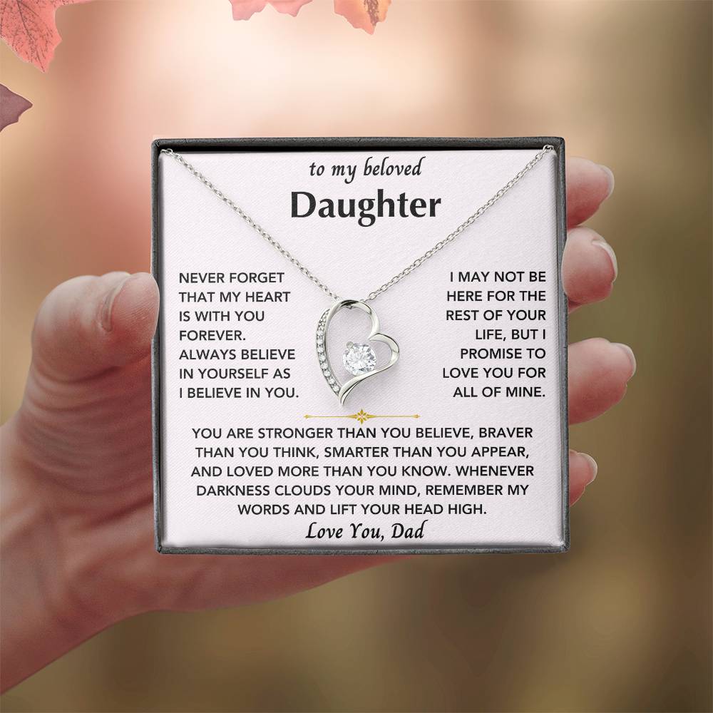 To My Beloved Daughter From Dad- Forever Love Heart Necklace