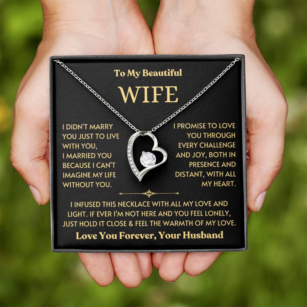 To My Beautiful Wife - Promise to Love You - Love Heart Necklace