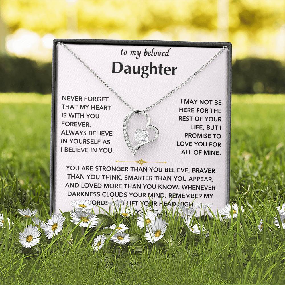 To My Beloved Daughter From Dad- Forever Love Heart Necklace