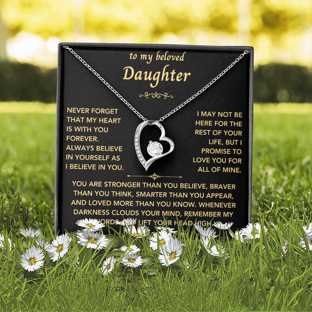 To My Beloved Daughter From Mom- Forever Love Heart Necklace-New Design