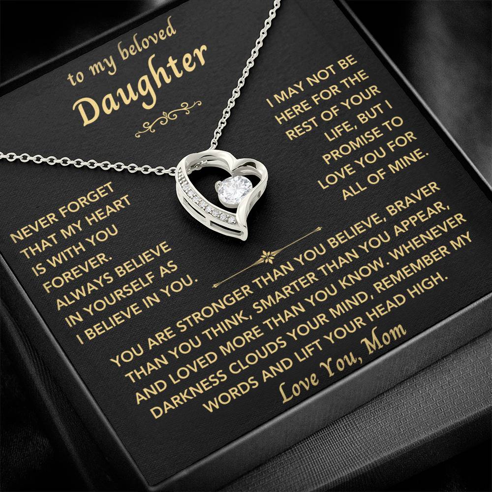 To My Beloved Daughter From Mom- Forever Love Heart Necklace-New Design