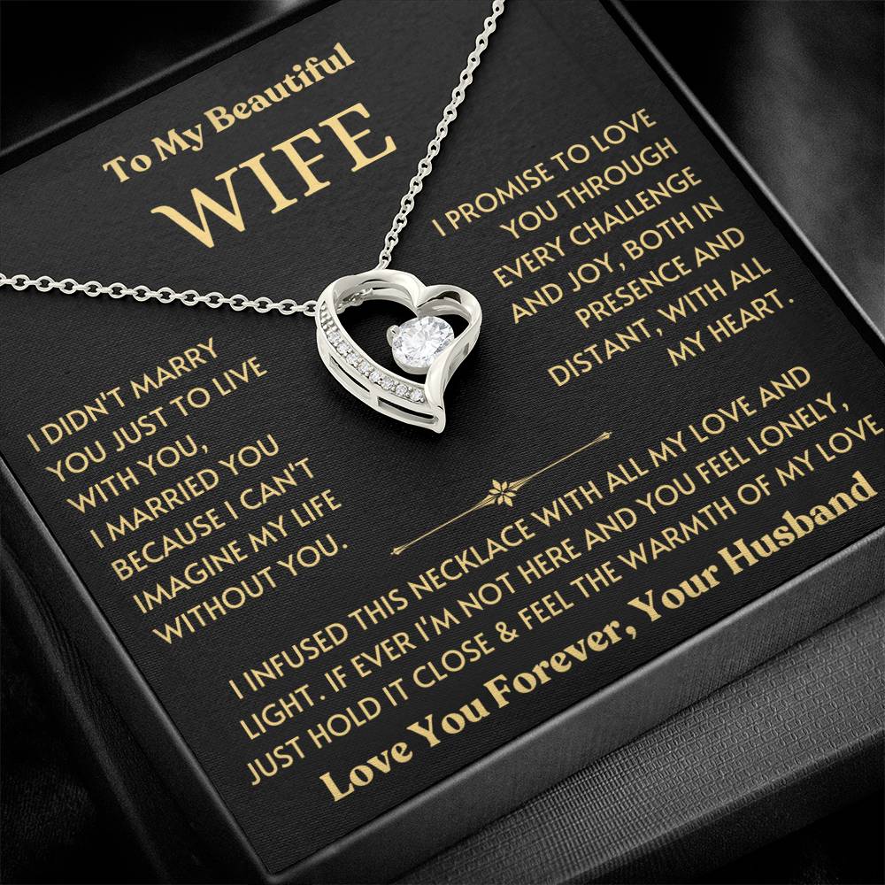 To My Beautiful Wife - Promise to Love You - Love Heart Necklace