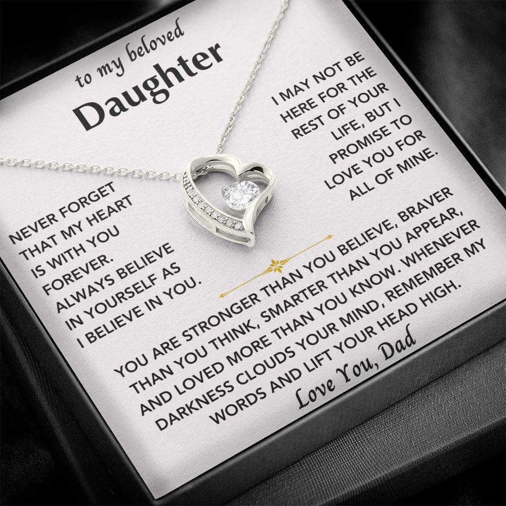 To My Beloved Daughter From Dad- Forever Love Heart Necklace