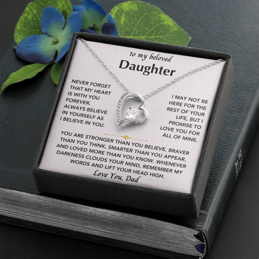 To My Beloved Daughter From Dad- Forever Love Heart Necklace