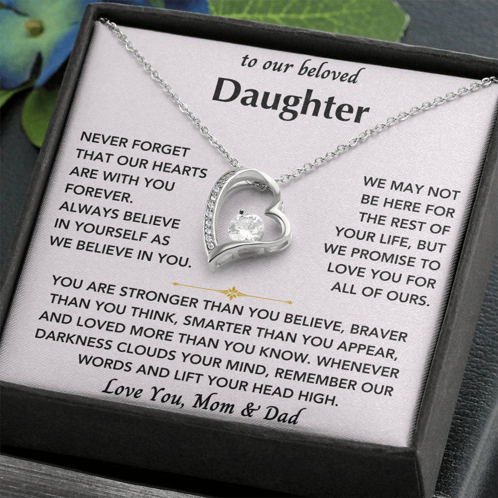 To Our Beloved Daughter From Mom & Dad - Forever Love Heart Necklace