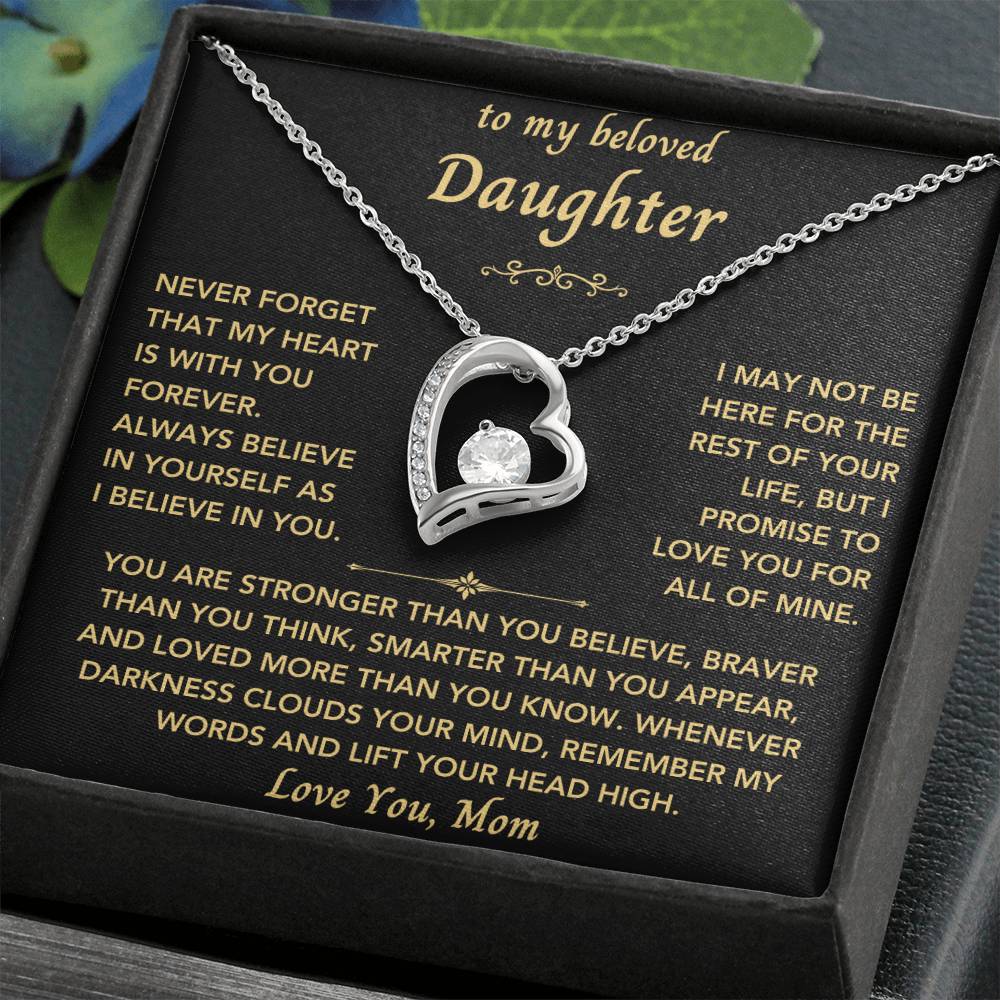 To My Beloved Daughter From Mom- Forever Love Heart Necklace-New Design