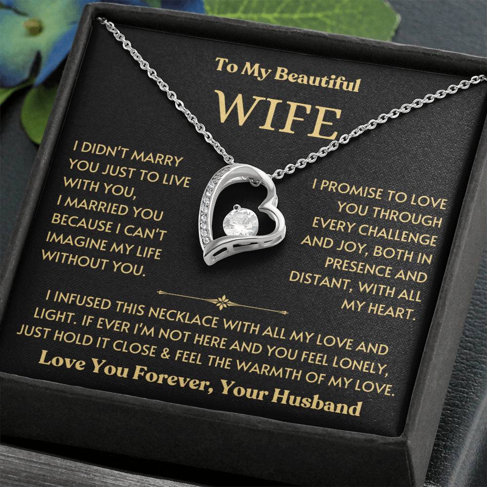 To My Beautiful Wife - Promise to Love You - Love Heart Necklace