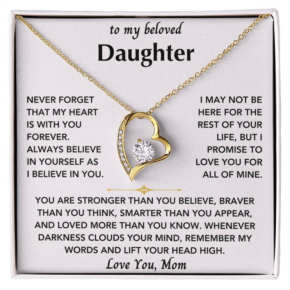 To My Beloved Daughter From Mom- Forever Love Heart Necklace