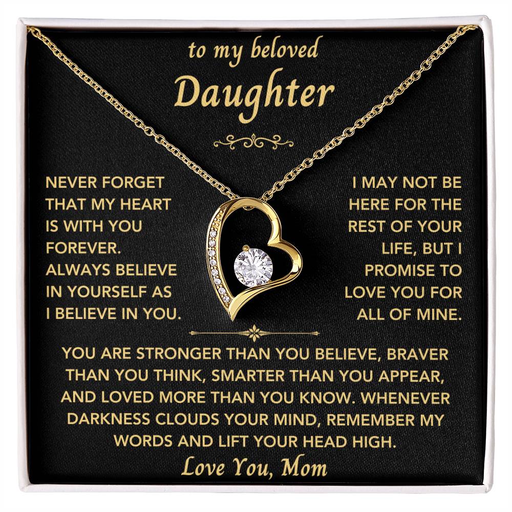 To My Beloved Daughter From Mom- Forever Love Heart Necklace-New Design