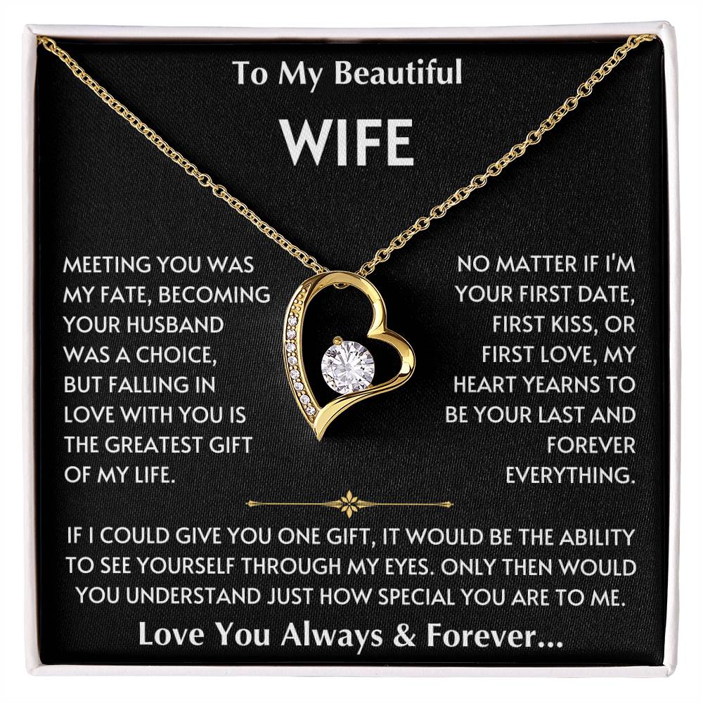 To My Beautiful Wife - Love You Forever - Love Heart Necklace