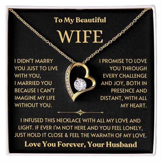 To My Beautiful Wife - Promise to Love You - Love Heart Necklace