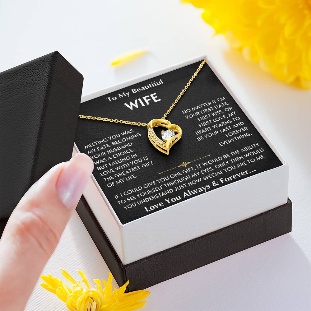 To My Beautiful Wife - Love You Forever - Love Heart Necklace