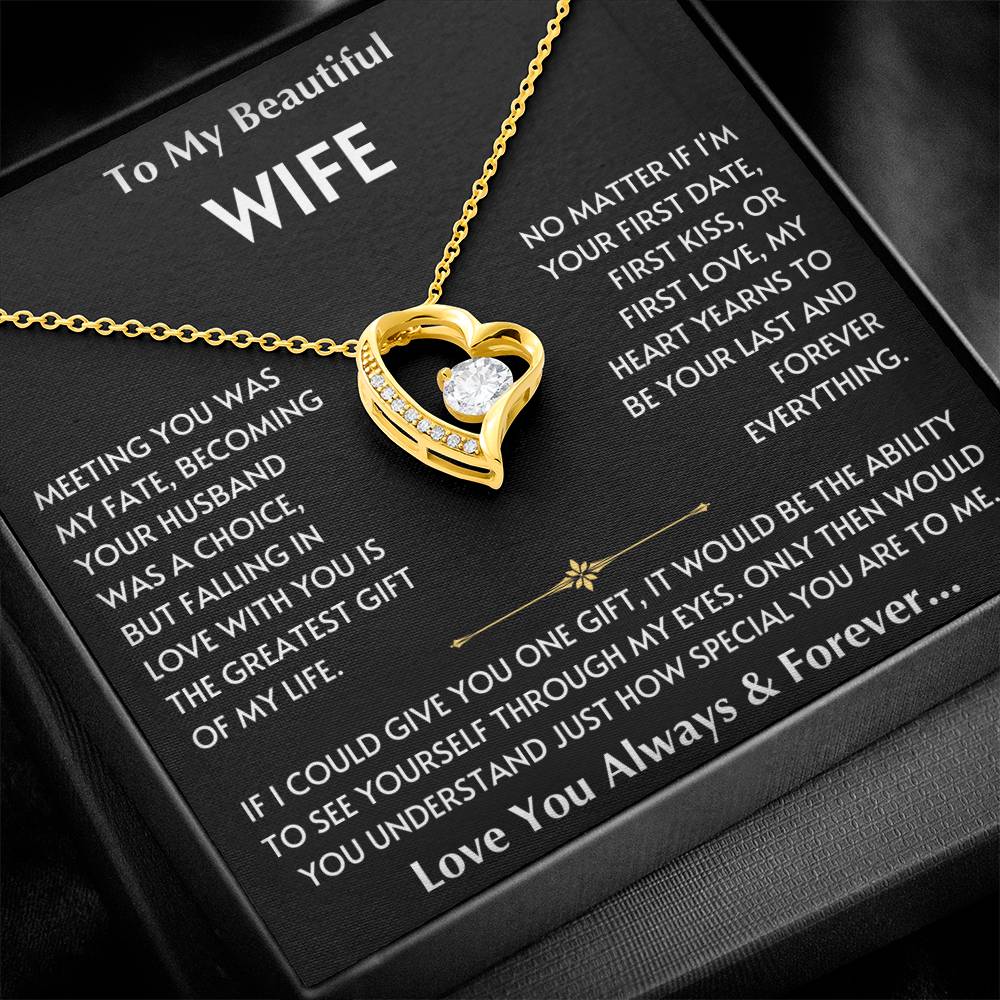 To My Beautiful Wife - Love You Forever - Love Heart Necklace