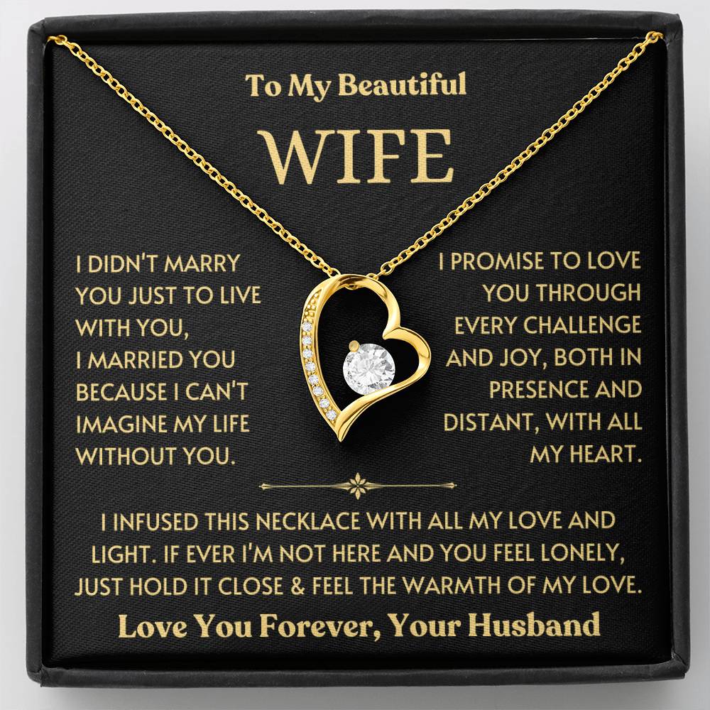 To My Beautiful Wife - Promise to Love You - Love Heart Necklace