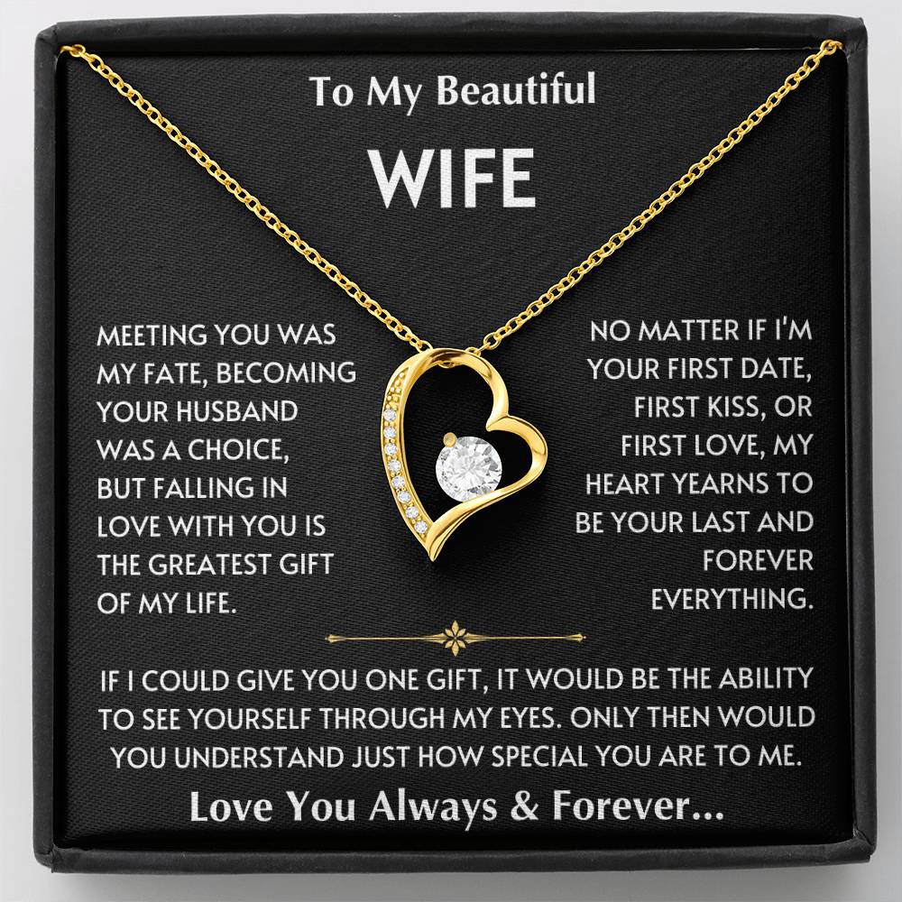 To My Beautiful Wife - Love You Forever - Love Heart Necklace