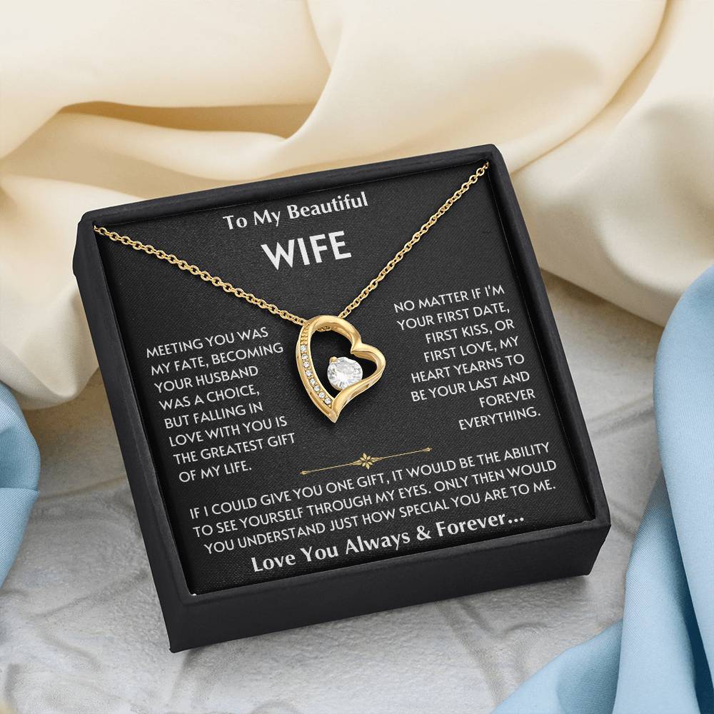 To My Beautiful Wife - Love You Forever - Love Heart Necklace