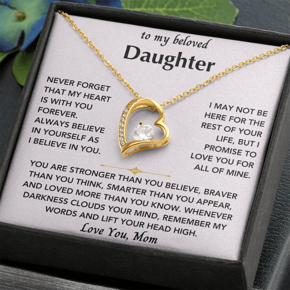 To My Beloved Daughter From Mom- Forever Love Heart Necklace