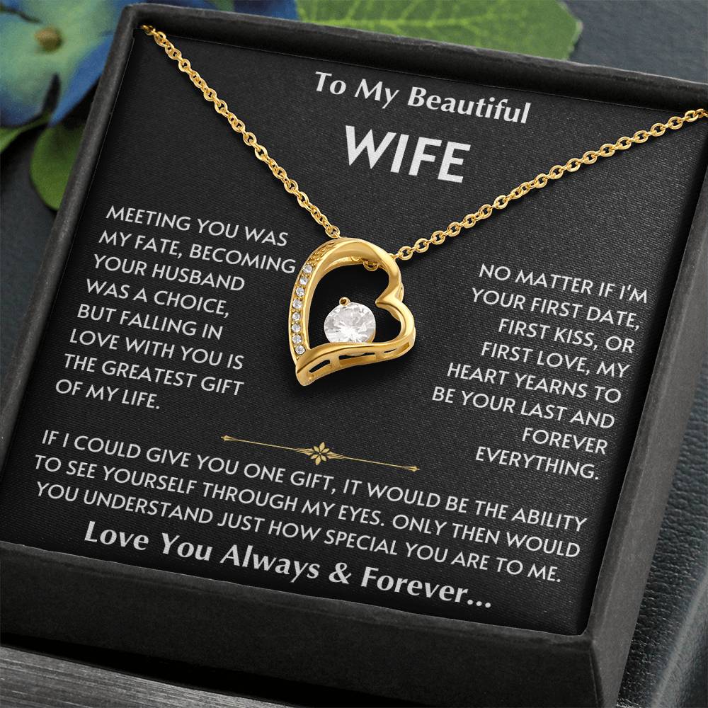 To My Beautiful Wife - Love You Forever - Love Heart Necklace