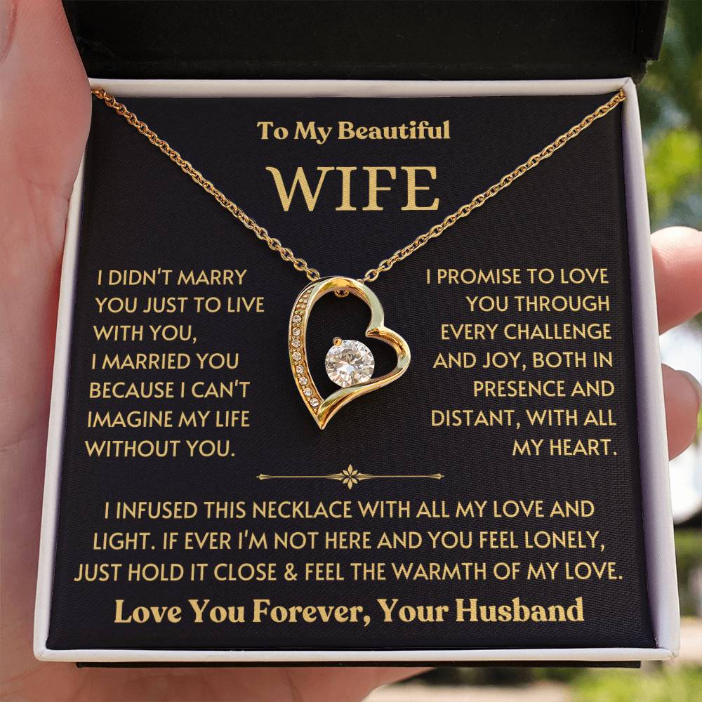 To My Beautiful Wife - Promise to Love You - Love Heart Necklace